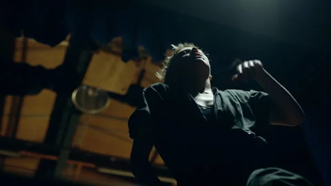 Modern style Dancer practicing on the stage alone Stock Footage 279807350