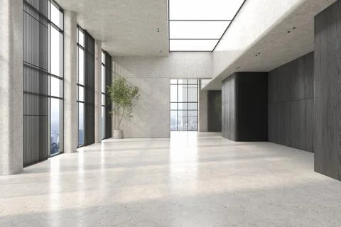 Modern style empty conceptual reception interior room 3d illustration Stock Illustration