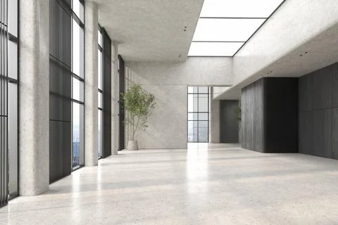 Modern style empty conceptual reception interior room 3d illustration Stock Illustration