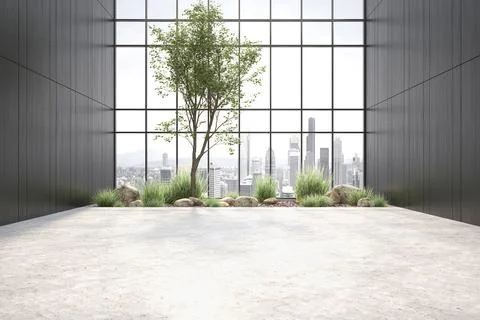 Modern style empty conceptual reception interior room 3d illustration Stock Illustration