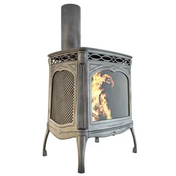 Modern style fireplace 3d graphics Stock Illustration