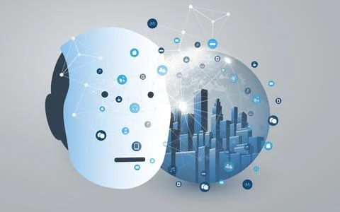 Modern Style Futuristic Machine Learning, Artificial Intelligence, Cloud Co.. Stock Illustration