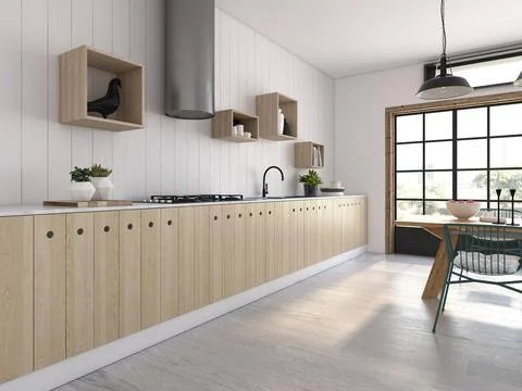 Modern style interior design 3D rendering Stock Illustration
