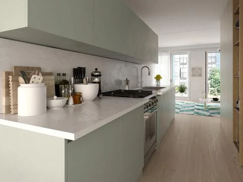 Modern style interior design 3D rendering Ilustração Stock