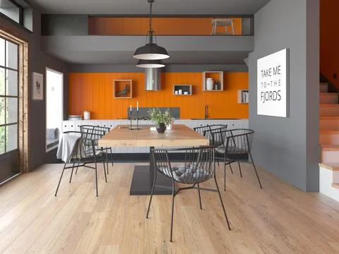 Modern style interior design 3D rendering Stock Illustration