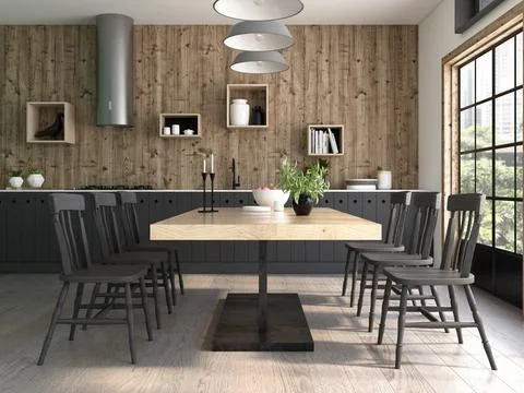 Modern style interior design 3D rendering Stock Illustration