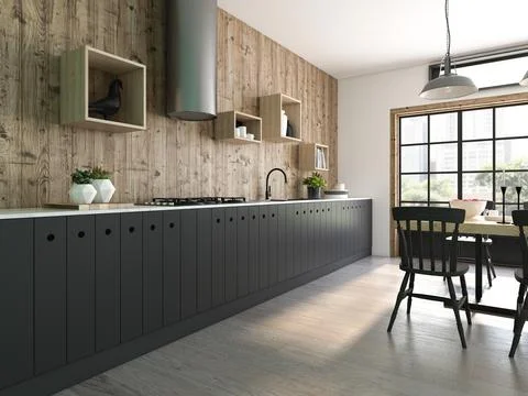 Modern style interior design 3D rendering Ilustração Stock