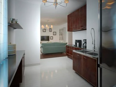 Modern style kitchen Stock Illustration