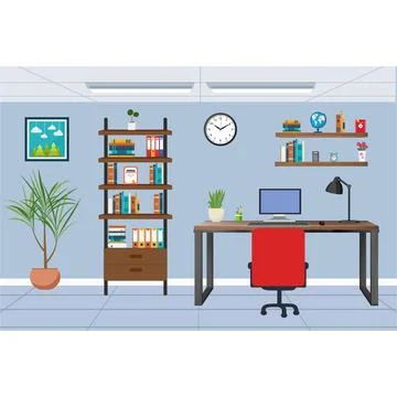MODERN STYLE OFFICE WORKPLACE Illustrazione stock
