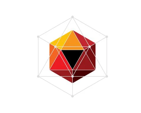 Modern style triangular facet hexagon with wire connection Stock Illustration