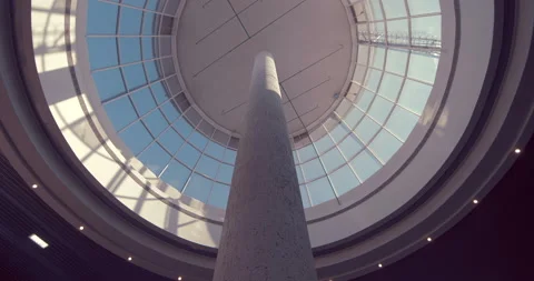 Modern stylish architecture of the ceiling of the new Pulkovo Airport Stock Footage 119597842