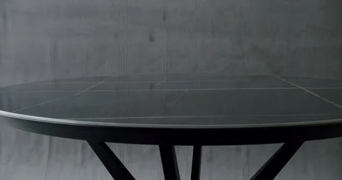 Modern stylish black Table. Minimalist marble round table. Stock Footage 277151799