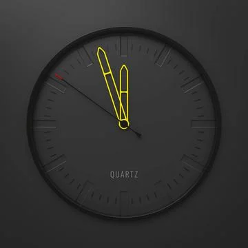 Modern stylish clock with yellow pointers 3d illustration of a modern styl... Stock Photos