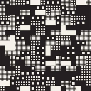 Modern Stylish Halftone Texture With Random Size Squares. Vector Seamless Stock Illustration