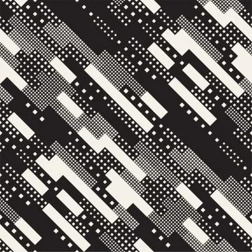 Modern Stylish Halftone Texture With Random Size Squares. Vector Seamless Stock Illustration