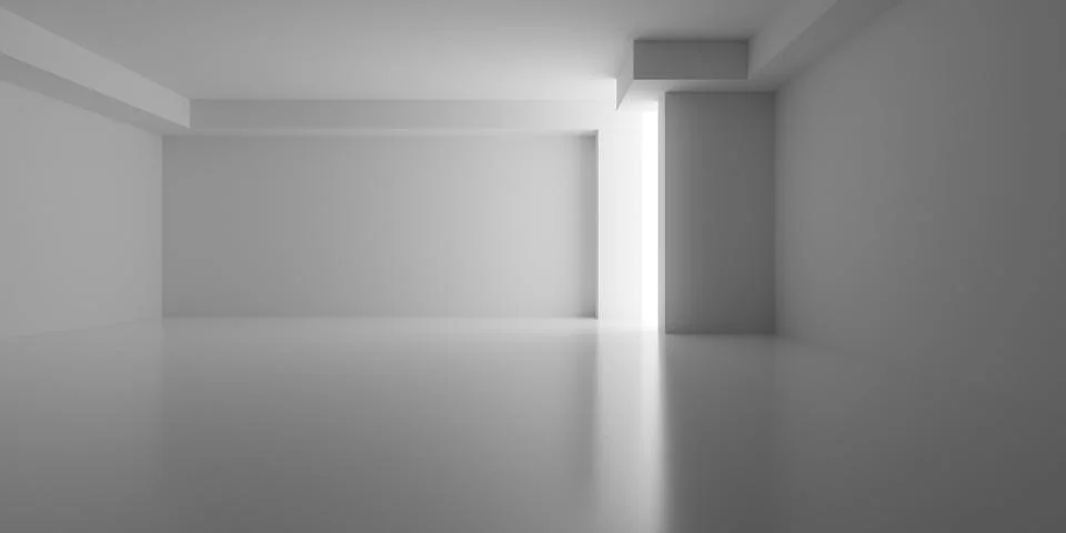 Modern stylish interior template, empty blank white room interior backgroun.. Stock Illustration