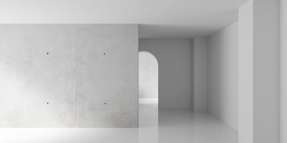 Modern stylish interior template, empty blank white room interior backgroun.. Stock Illustration