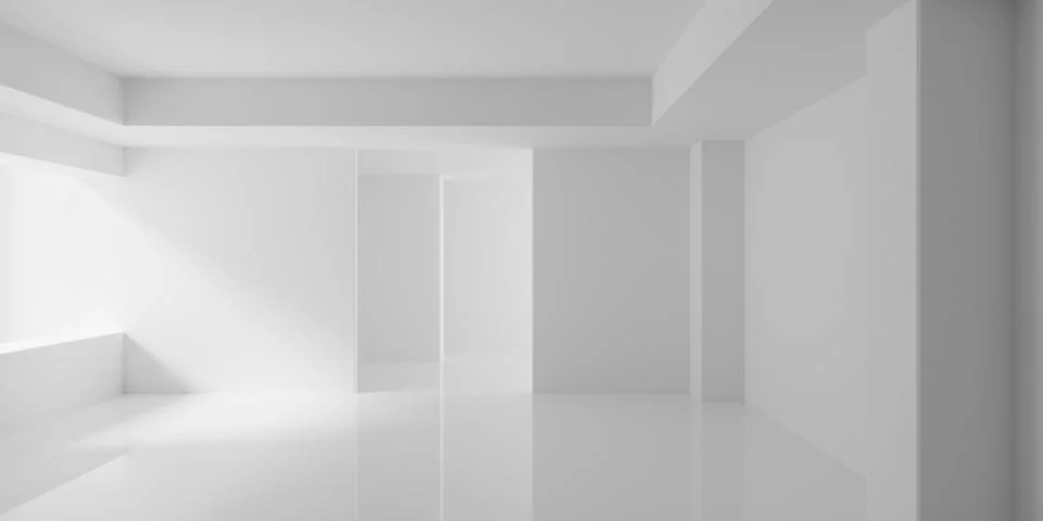 Modern stylish interior template, empty blank white room interior backgroun.. Stock Illustration