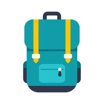 Modern stylish turquoise backpack with yellow straps design Stock Illustration
