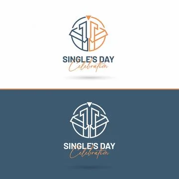 Modern Stylized 11 Logo for Single's Day Celebration Stock Illustration