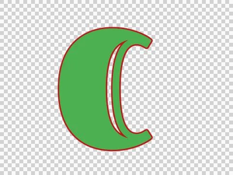 Modern Stylized 3D Letter Logo Icon in Green and Red Stock Illustration