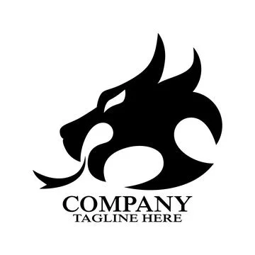 Modern stylized fast black dragon logo. Vector illustration Stock Illustration
