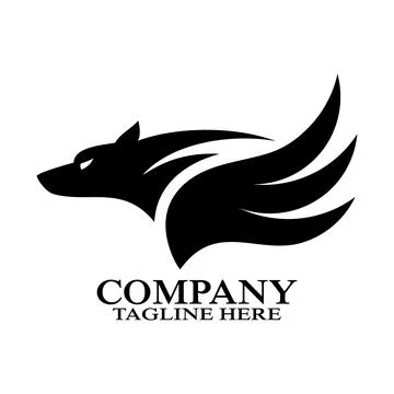 Modern stylized fast black wolf logo. Vector illustration Stock Illustration