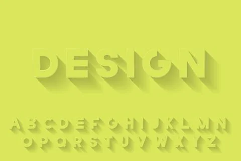 Modern stylized font with shadow, creative english alphabet, bold latin letters 库存插图