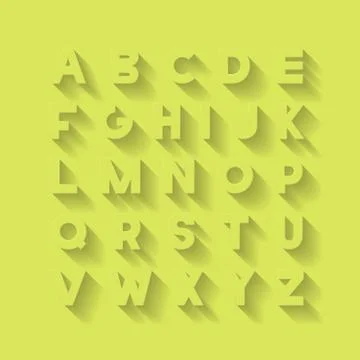 Modern stylized font with shadow, creative english alphabet, bold latin letters Stock Illustration