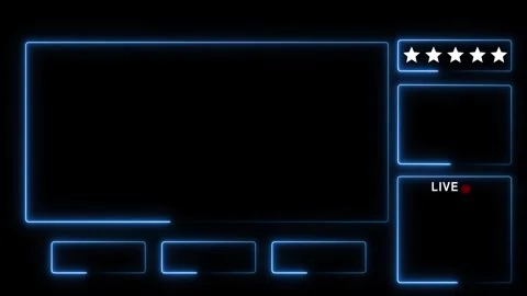 Modern stylized television interface displaying a live broadcast with glowi.. Stock Footage 337367419