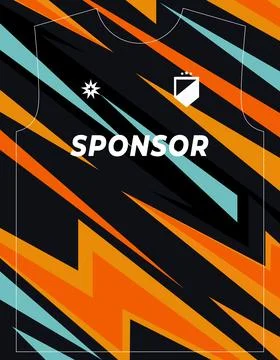 Modern sublimation jersey design template with orange and blue abstract pattern Stock Illustration