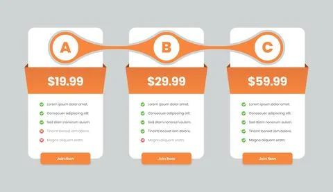 Modern subscription pricing  comparison list with abstract shapes and checkli Stock Illustration