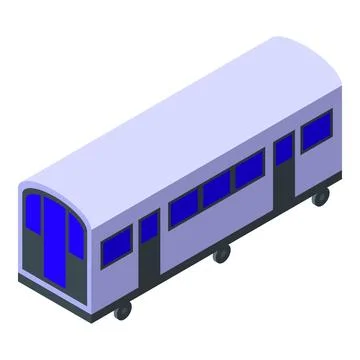 Modern subway train waggon standing on rails isometric view Stock Illustration