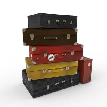 Modern suitcases on the white background Illustrazione stock