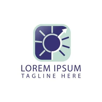 Modern sun logo design vector on the square shape icon illustration Stock Illustration