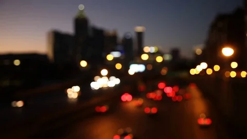 Modern sunrise cityscape with skyscrapers and highway. Atlanta, Georgia, USA. Vídeos de archivo 77416632