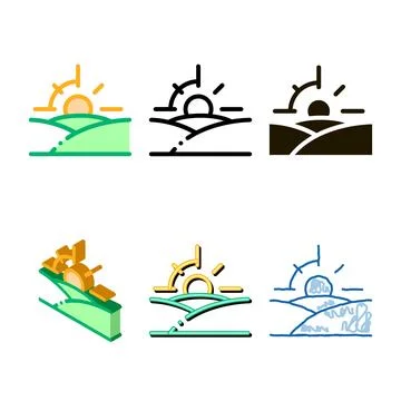 Modern sunset icon vector outline Stock Illustration