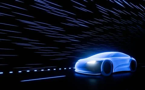 Modern super car in the future, running at high speed, high speed beam. Con.. Stock Illustration
