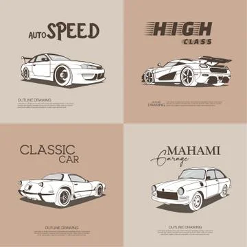 Modern super car vs classic sport car .Prestigious vehicle vector illustration. Stock Illustration