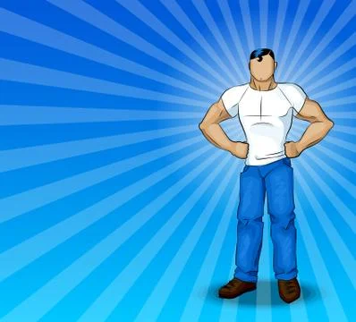 Modern Superhero Stock Illustration