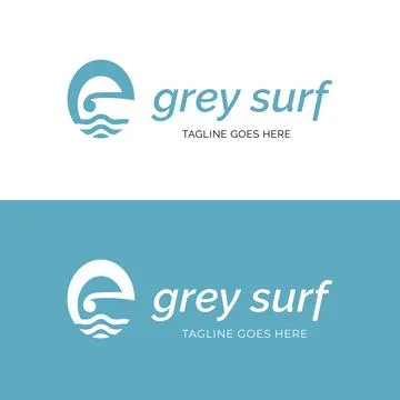 Modern surf wave logo with clean minimalist ocean inspired branding design Stock Illustration