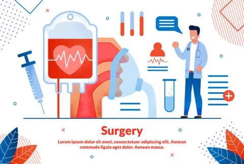 Modern Surgery Technologies Flat Vector Banner Stock Illustration