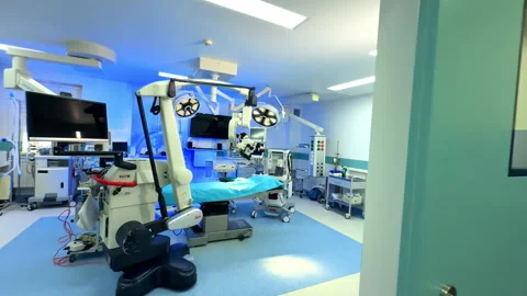Modern surgical room setup with tech. Stock Footage 303850558