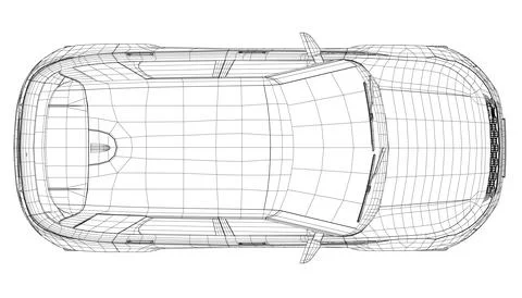 Modern SUV car wireframe. Top view of contour crossover vehicle isolated on Illustrazione stock