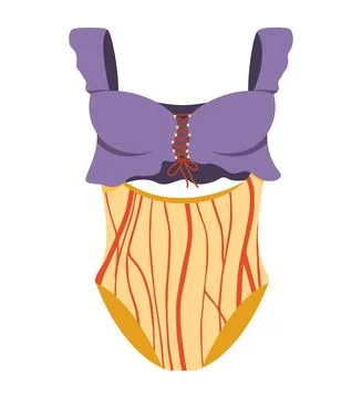 Modern swimsuit with a bright multicolor pattern. Stock Illustration