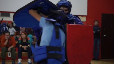 Modern sword fighting Stock Footage 102161752