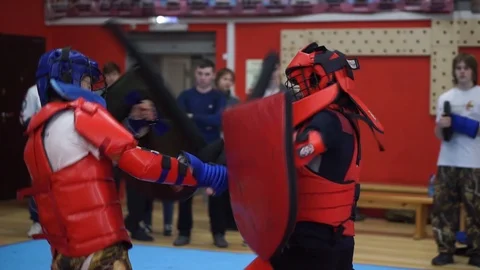 Modern sword fighting Stock Footage 102162120