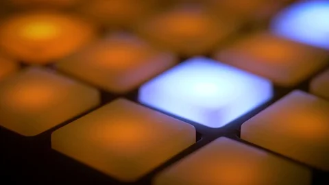 Modern Synthesizer is running in loop in music studio Stock Footage 107384688