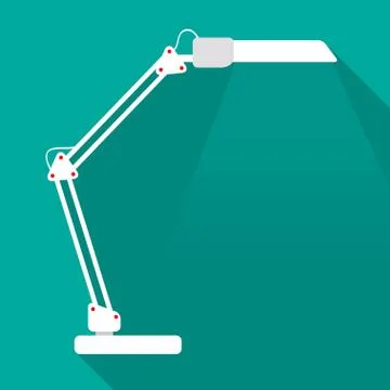 Modern table lamp icon, flat design style with long shadow. Vector illustrati Stock Illustration