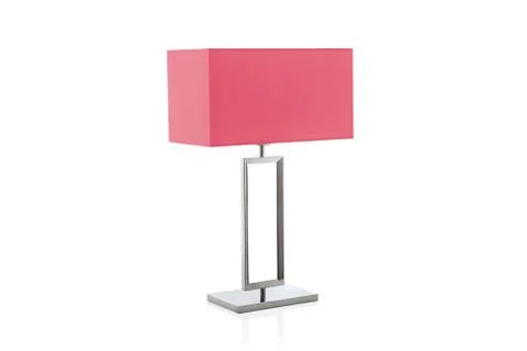 Modern table lamp with small red lampshade Stock Photos